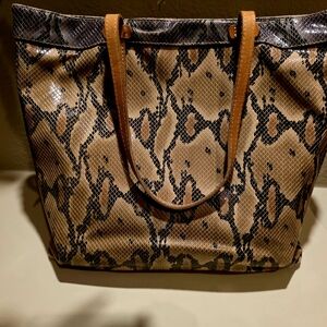 Consuela Tan and Black Snake-Print Tote